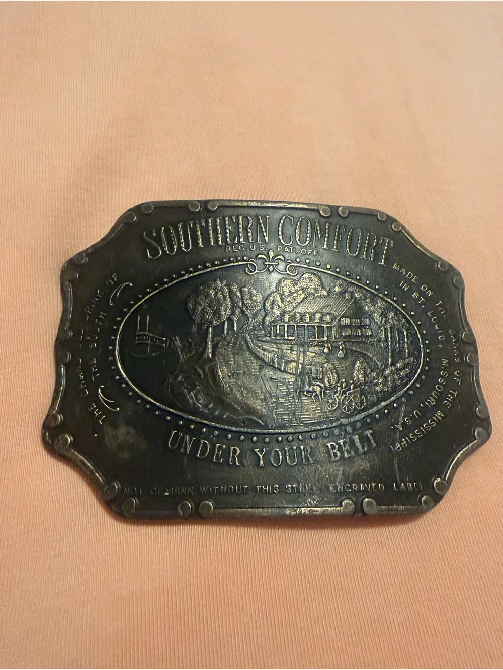 Vintage 1970’s Southern Comfort (Under Your Belt) Belt Buckle + A GIFT 🎁